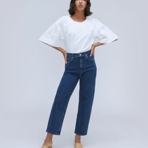 Everlane Way High Vintage Indigo Blue Jean Straight Leg Size 30 Long